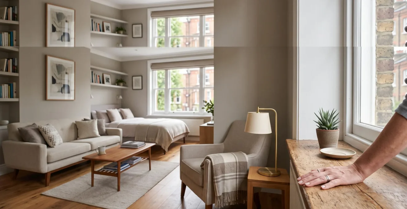 Interieur lumineux d'un appartement meuble moderne symbolisant la serenite fiscale du statut LMNP