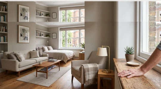 Interieur lumineux d'un appartement meuble moderne symbolisant la serenite fiscale du statut LMNP