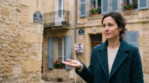 Jeune investisseur recevant les cles de son premier bien locatif devant un immeuble residentiel francais